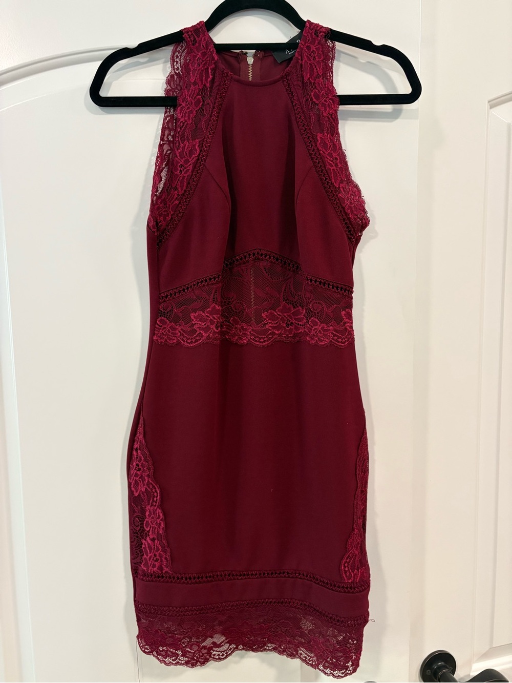 AKIRA Burgundy Lace Trim Mini Dress